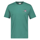 GANT Herren T-Shirt - REG ARCHIVE SHIELD EMB, Rundhals, kurzarm, Stickerei