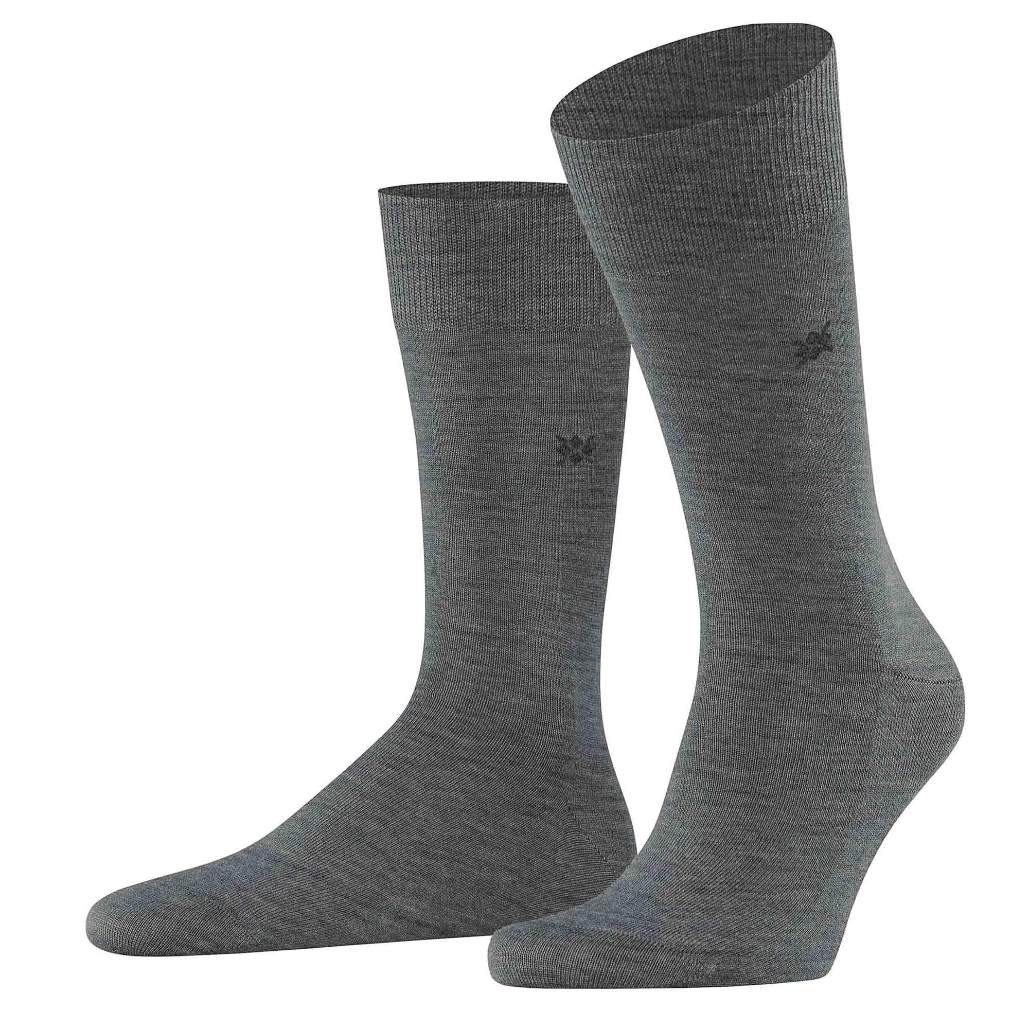 Burlington Herren Socken LEEDS - Schurwolle, Logo, Uni, One Size, 40-46