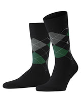 Burlington Men's Socks - King, Cotton, Diamond Pattern, Logo Emblem
