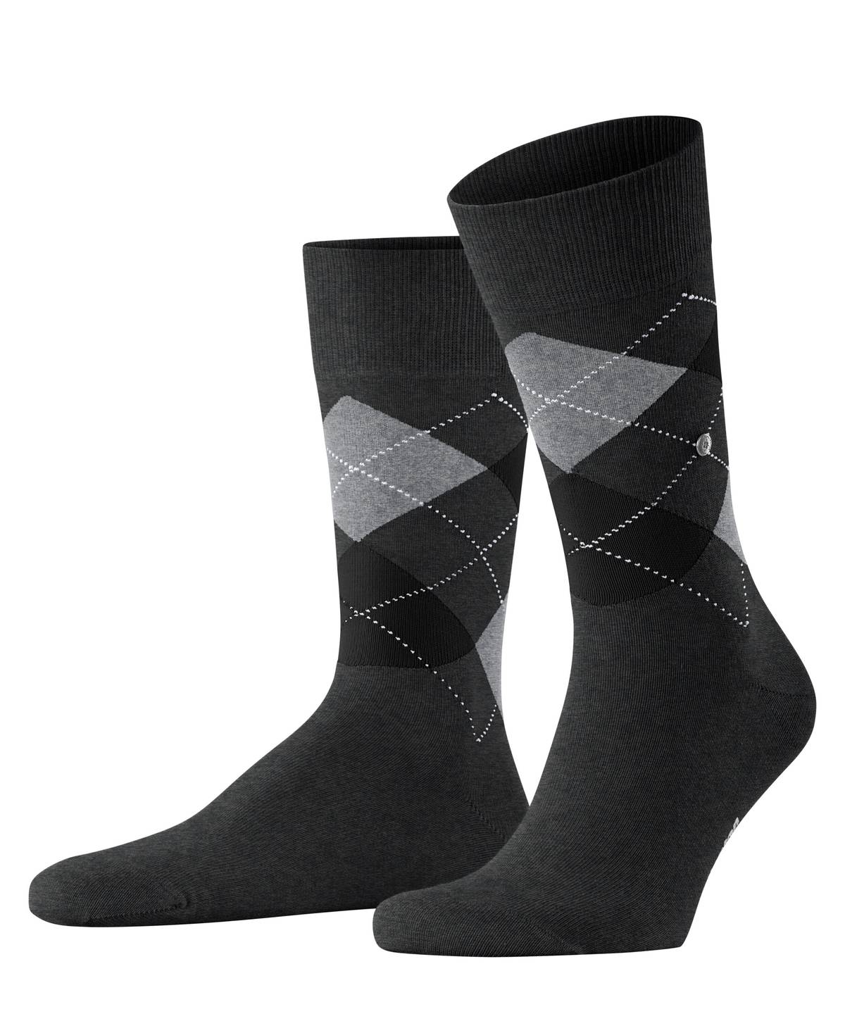 Burlington Men's Socks - King, Cotton, Diamond Pattern, Logo Emblem