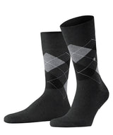 Burlington Men's Socks - King, Cotton, Diamond Pattern, Logo Emblem