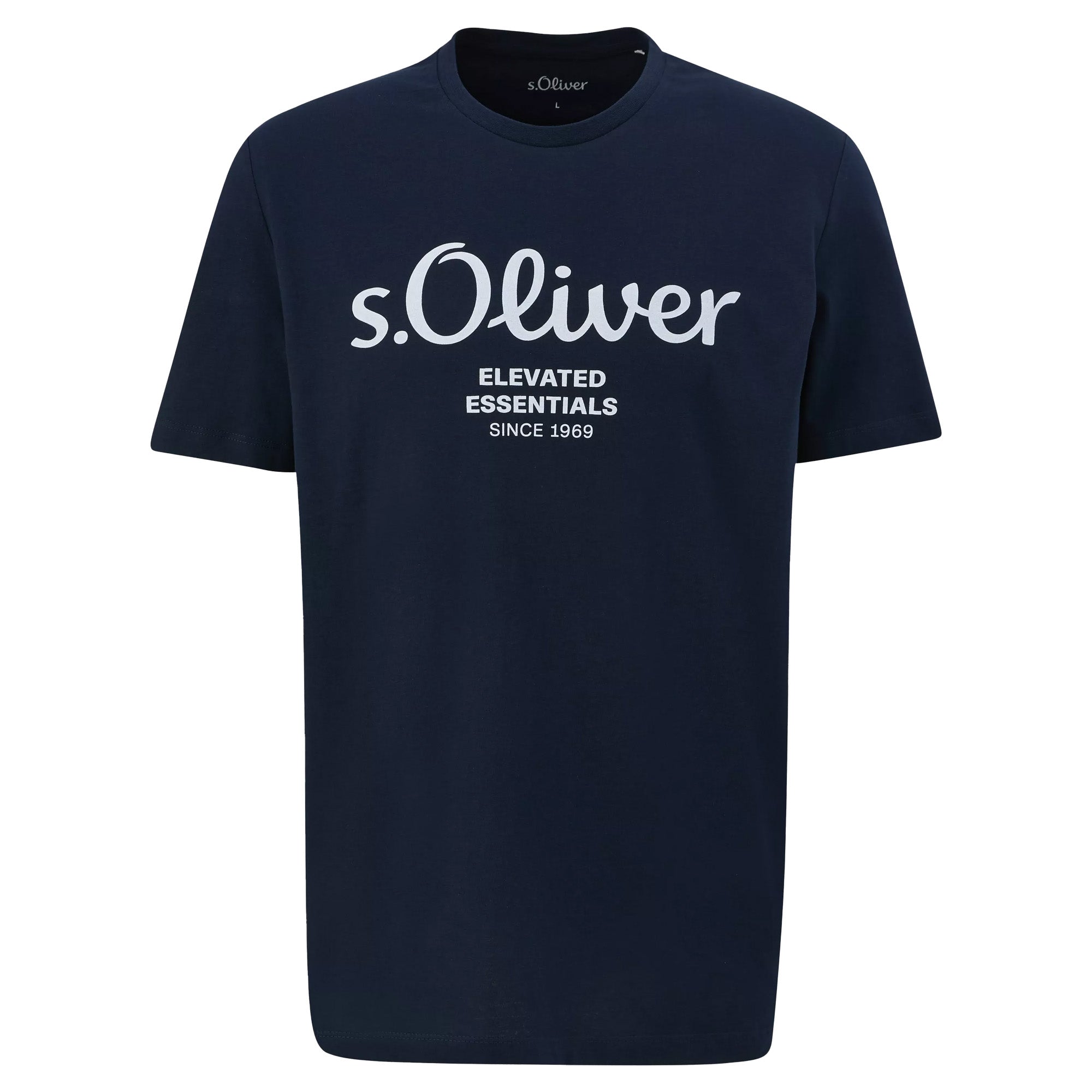 s.Oliver Men's T-Shirt - Basic, Logo Print, Round Neck, Cotton