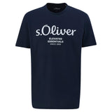 s.Oliver Herren T-Shirt - Basic, Logoprint, Rundhals, Baumwolle