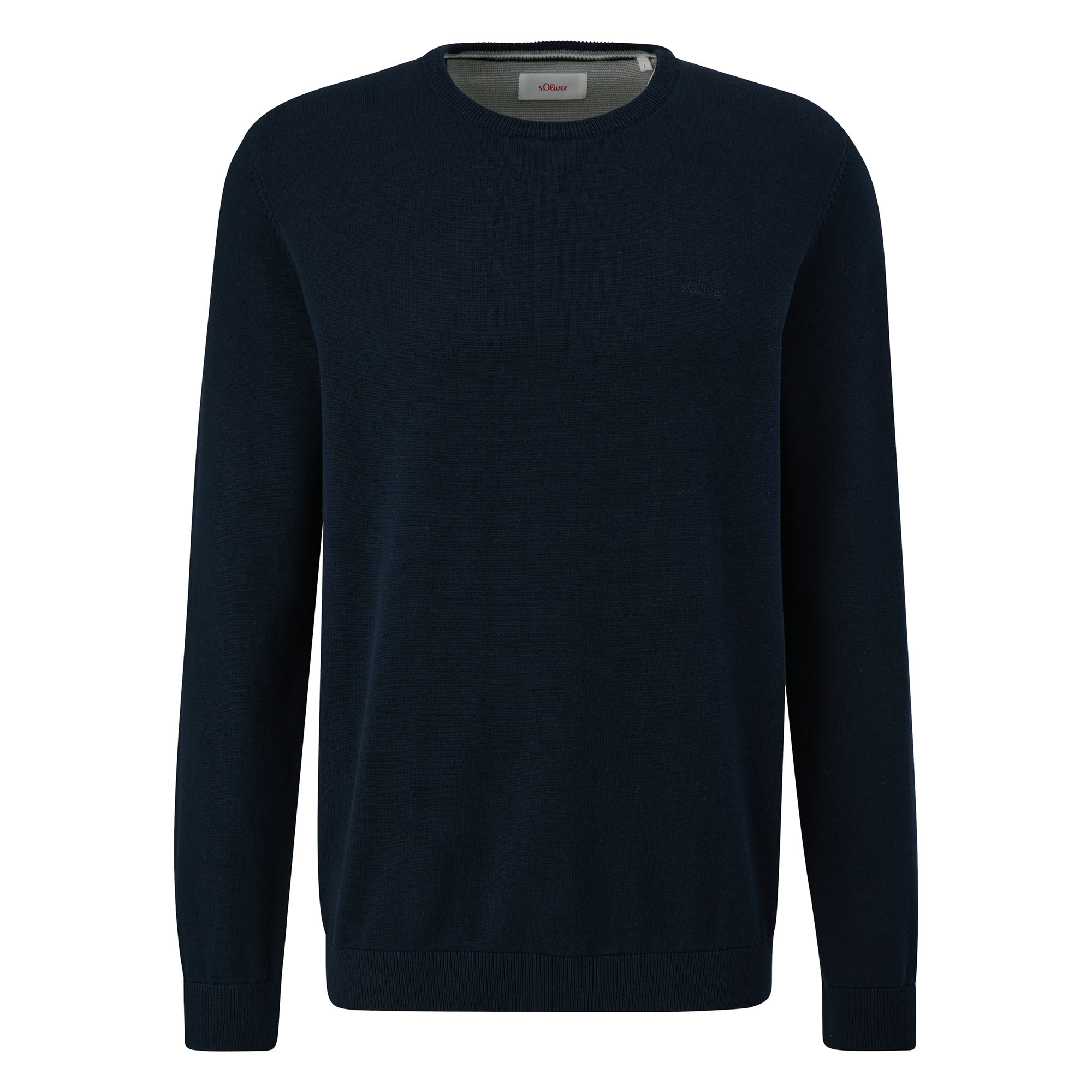 s.Oliver Men Knitted Jumper - Basic, Round Neck, Cotton, Plain