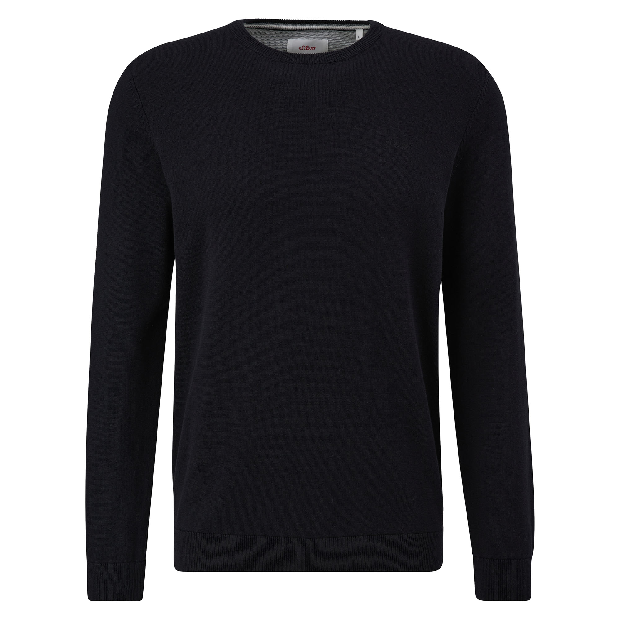 s.Oliver Herren Strickpullover - Basic, Rundhals, Baumwolle, einfarbig