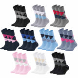 Burlington Damen Socken 3er Pack - Queen, Kurzstrümpfe, Baumwolle, Rautenmuster, Logoemblem