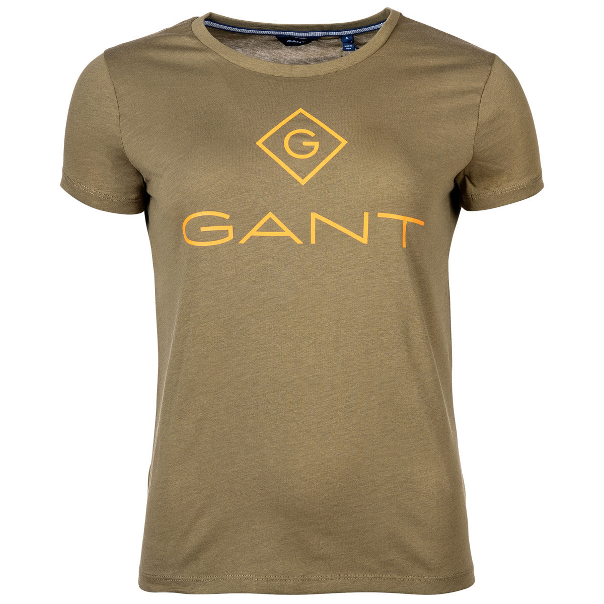 GANT Damen T-Shirt - D1 Color Lock Up T-Shirt, Rundhals, kurzarm, Baumwolle, Print, einfarbig
