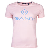 GANT Damen T-Shirt - D1 Color Lock Up T-Shirt, Rundhals, kurzarm, Baumwolle, Print, einfarbig