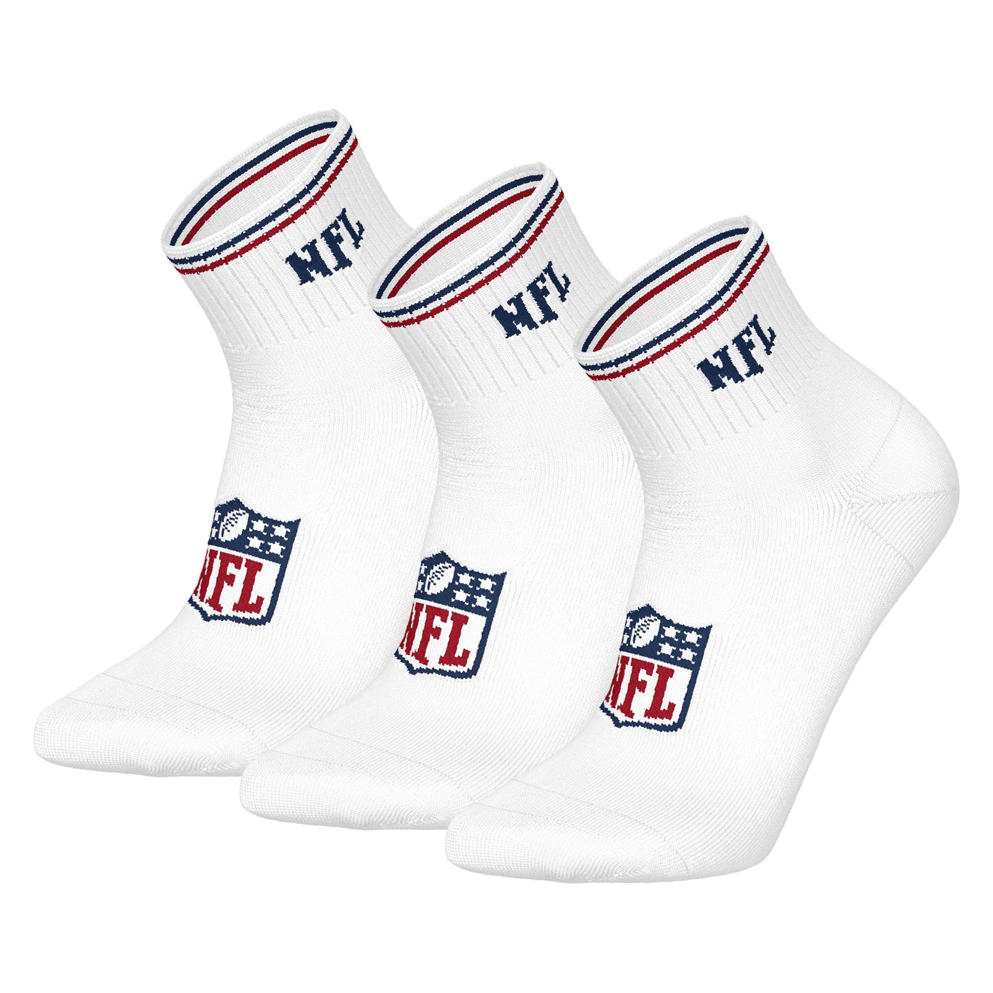 NFL Unisex Quarter Socks, 3-Pack – NFL Shield 3Pack Quarter Socks, Logo, Stripes, Cotton Blend