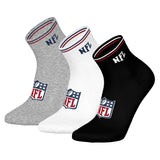 NFL Unisex Quarter-Socken, 3er Pack - NFL Shield 3Pack Quarter Socks, Logo, Streifen, Baumwollmischung