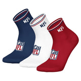 NFL Unisex Quarter-Socken, 3er Pack - NFL Shield 3Pack Quarter Socks, Logo, Streifen, Baumwollmischung