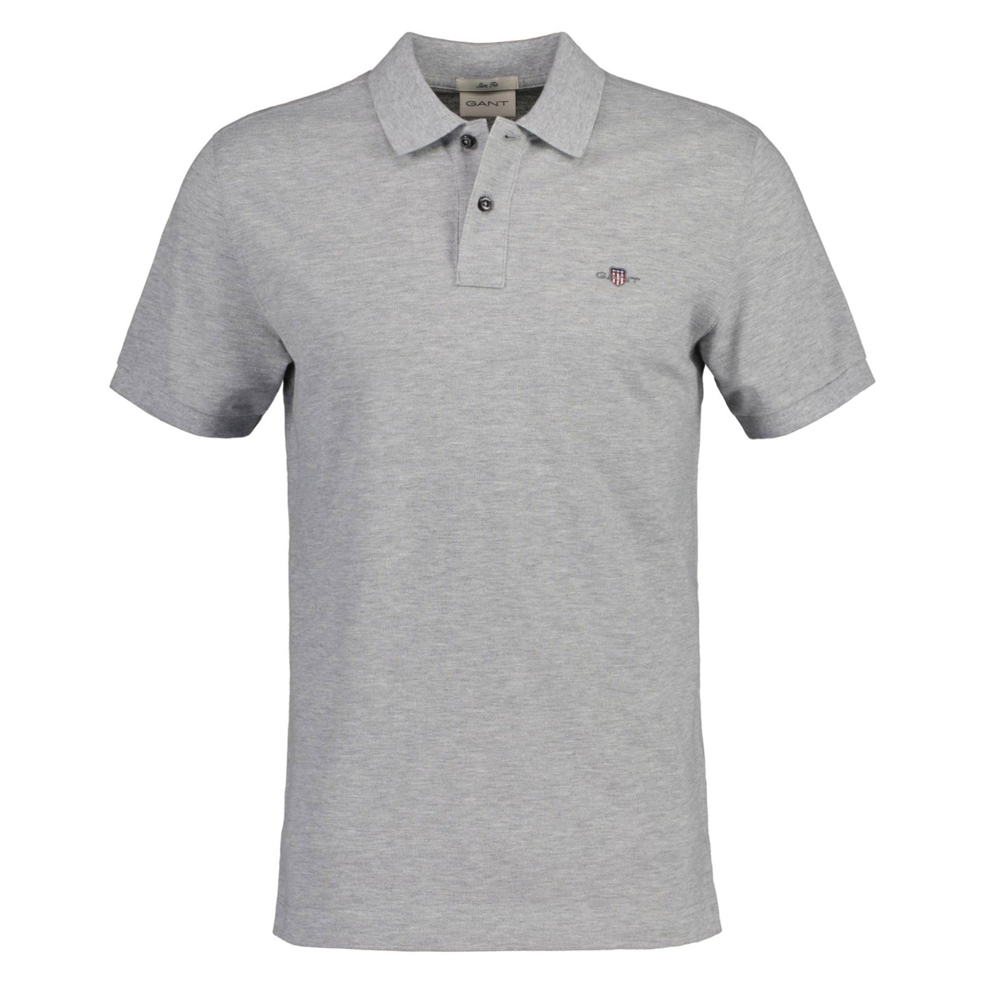 GANT Herren Poloshirt - SLIM SHIELD PIQUE POLO, Kurzarm, Knopfleiste, Logo