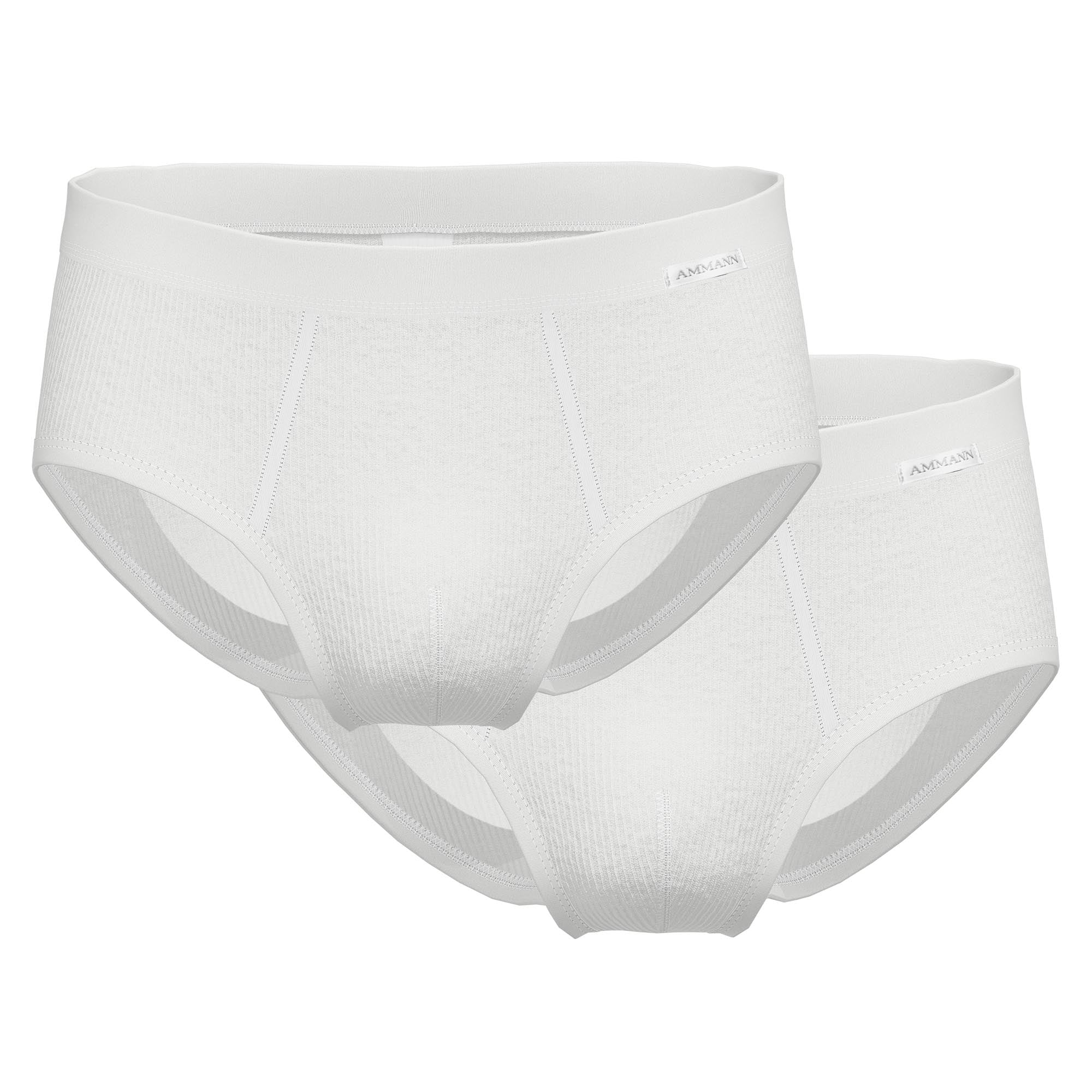 AMMANN men's briefs, pack of 2 - double pack, double rib, fly, soft waistband, cotton