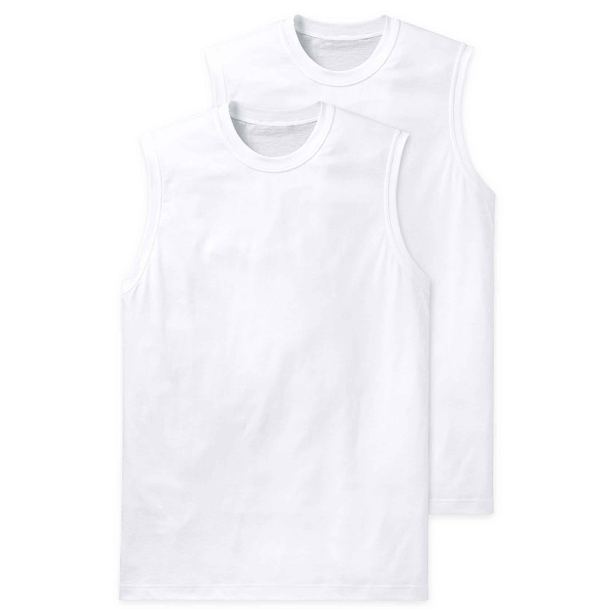 SCHIESSER Men's Undershirts, 2-Pack - ‘Essentials’, Muscle Shirt, Round Neck, Cotton