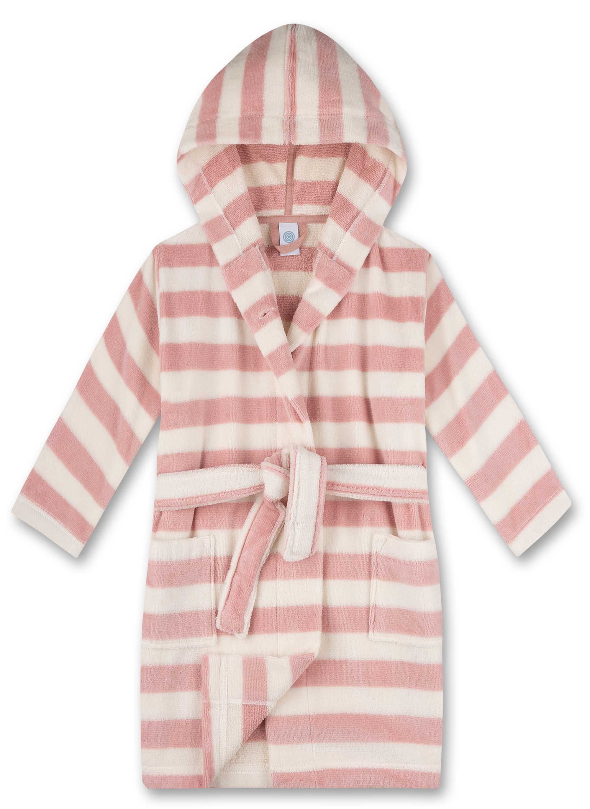 Sanetta Girls Bathrobe - Swimwear, Cotton, Hood, Pocket, Stripes