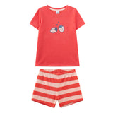 Sanetta Mädchen Schlafanzug, kurz - Kids, Erdbeere, Frottee, Pyjama