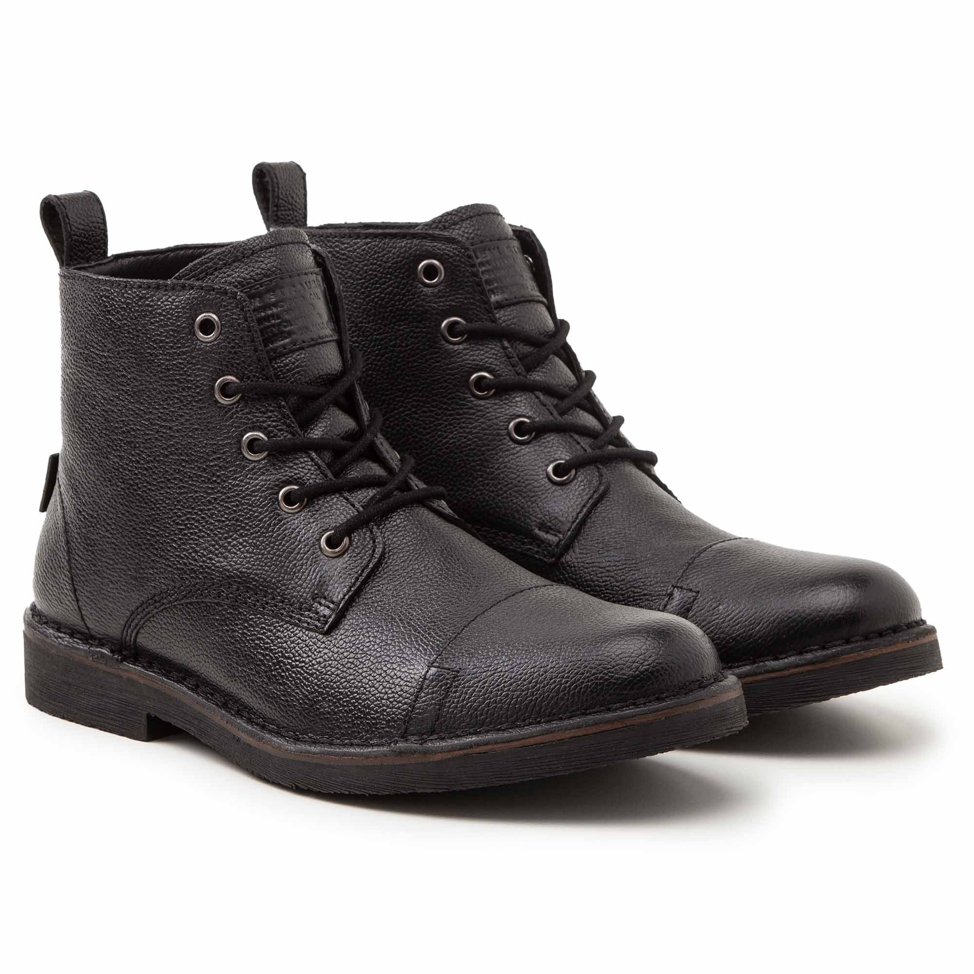 Levi's Herren Stiefel - Track, Stiefeletten, Boots, Leder, Logo, Schnürung, einfarbig