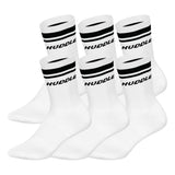 HUDDLE Unisex Socken, 6er Pack - Doppelstreifen, Logo, Crew, Sportsocken, einfarbig