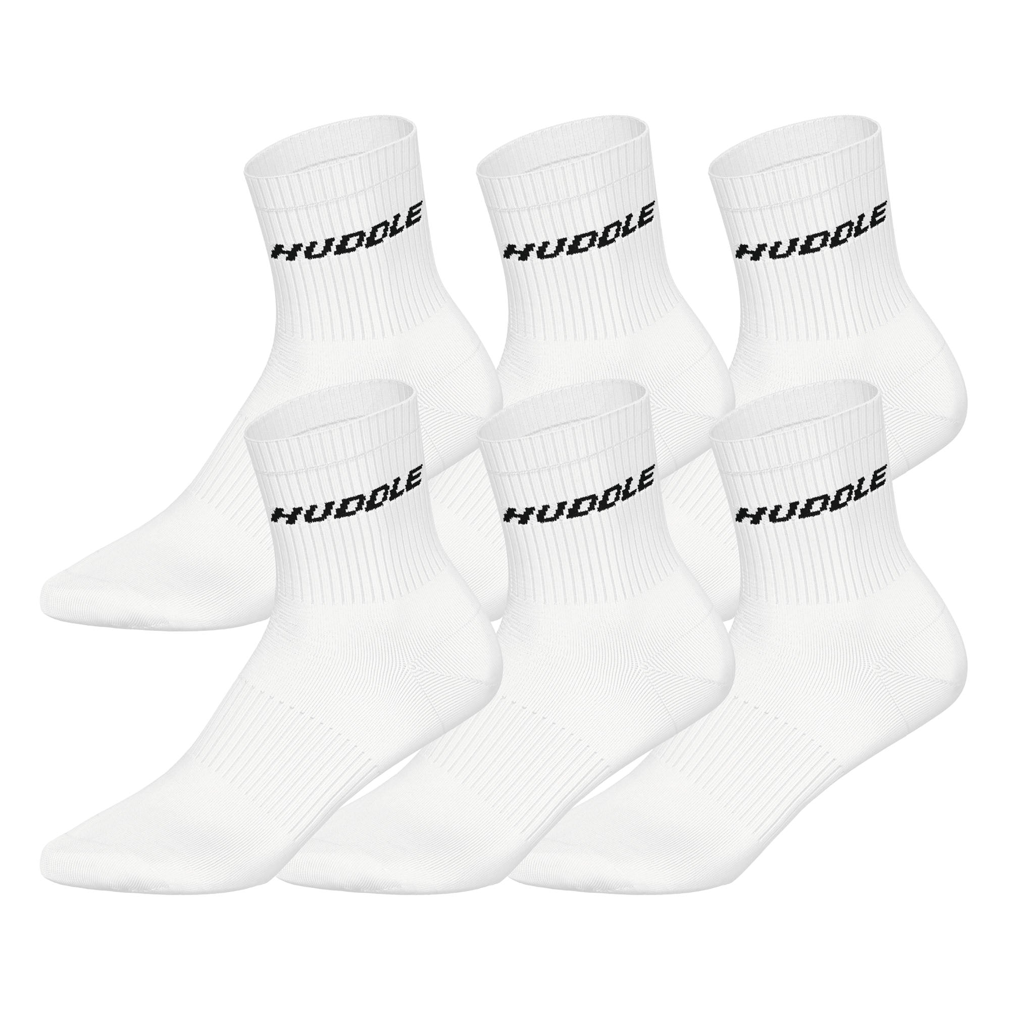 HUDDLE Unisex Socken, 6er Pack - Basic, Logo, Short Crew, Sportsocken, einfarbig