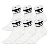 HUDDLE Unisex Socken, 6er Pack - Doppelstreifen, Logo, Short Crew, Sportsocken, einfarbig