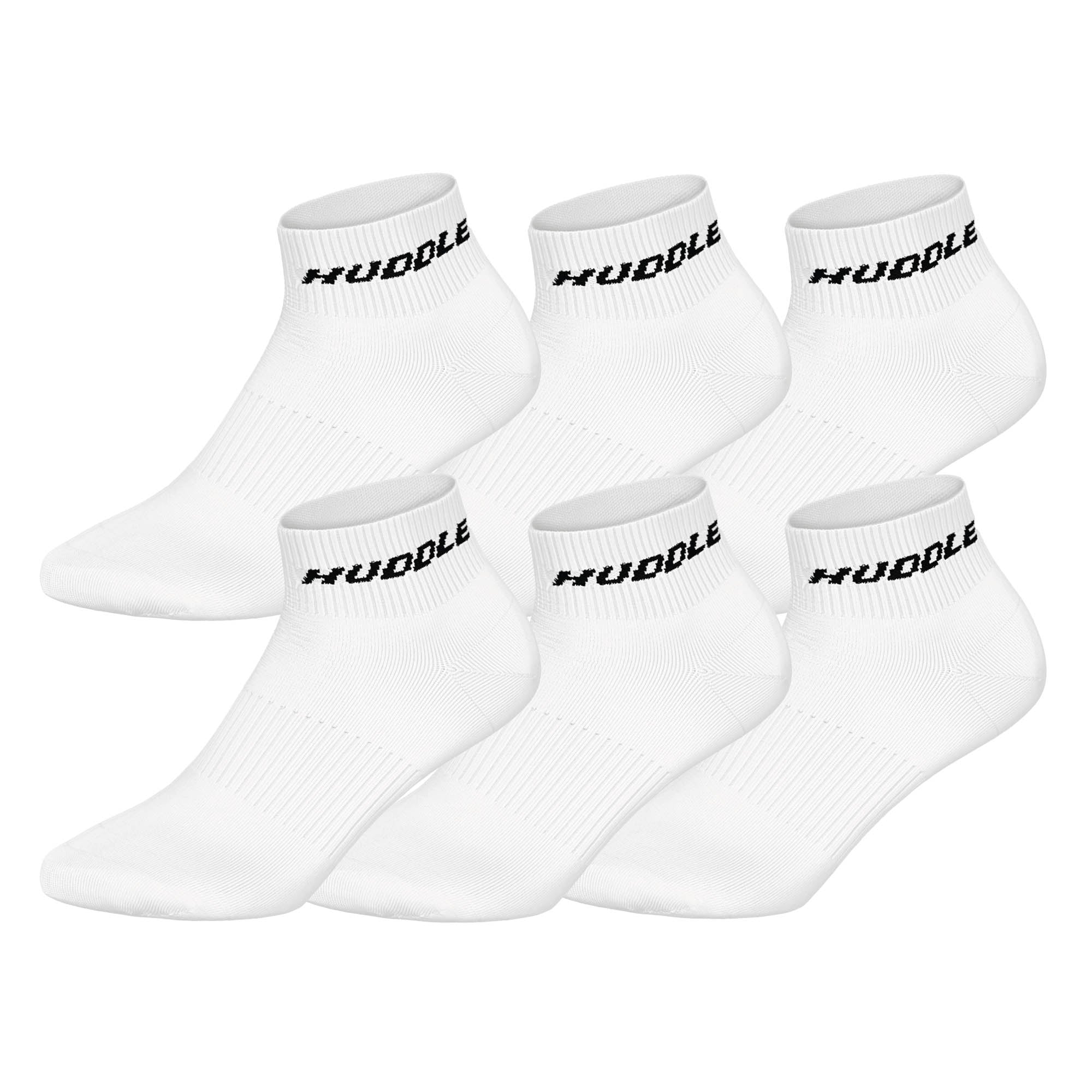 HUDDLE Unisex Quarter-Socken, 6er Pack - Basic, Logo, Quarter, Sportsocken, einfarbig