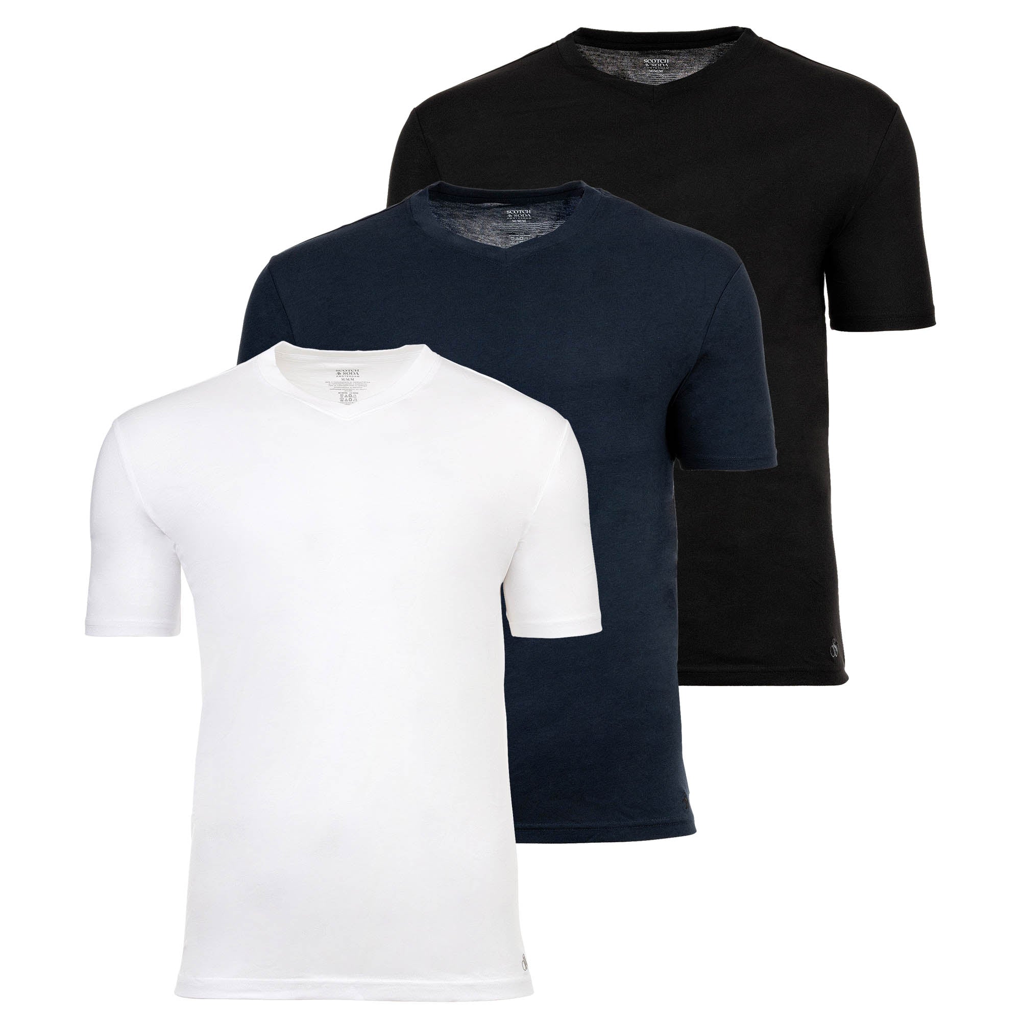 SCOTCH&SODA Herren T-Shirts, 3er Pack, V-Neck - Ultra Soft V-Neck Tee, Unterhemd