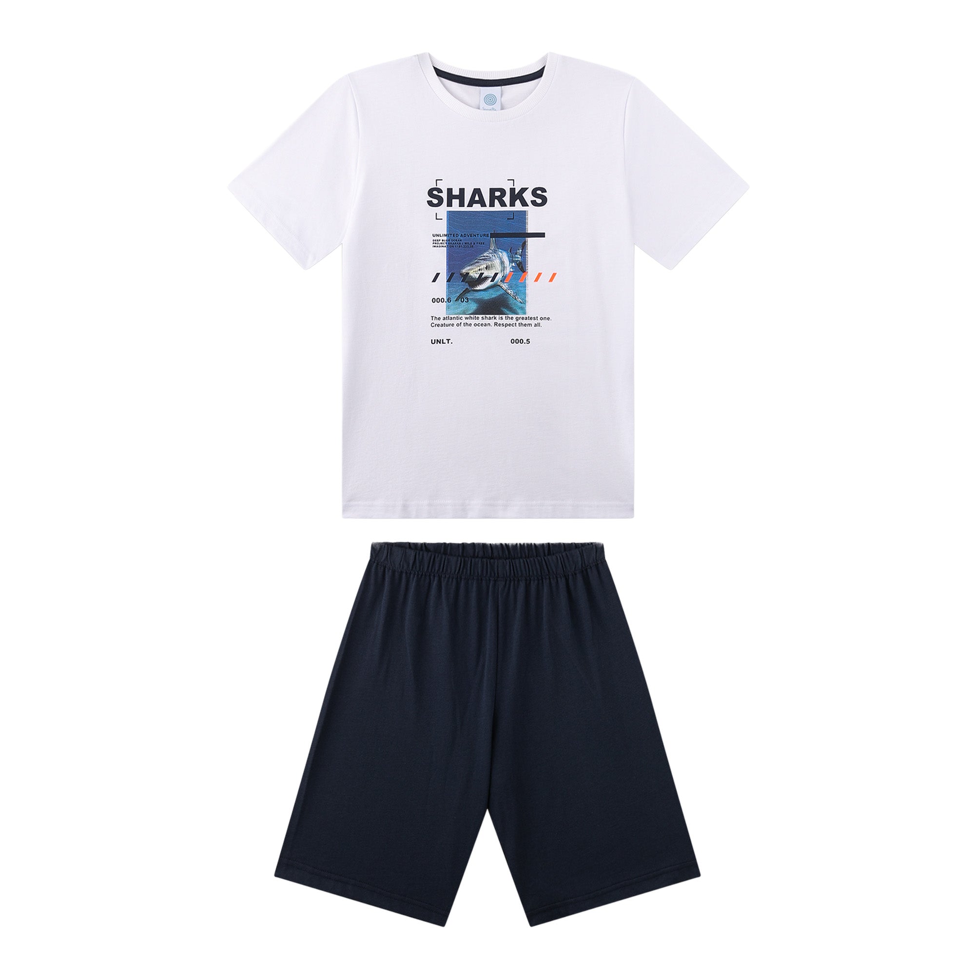 Sanetta Jungen Schlafanzug, kurz -  Teens, Sharks, Pyjama, Single Jersey, Baumwolle