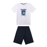 Sanetta Jungen Schlafanzug, kurz -  Teens, Sharks, Pyjama, Single Jersey, Baumwolle