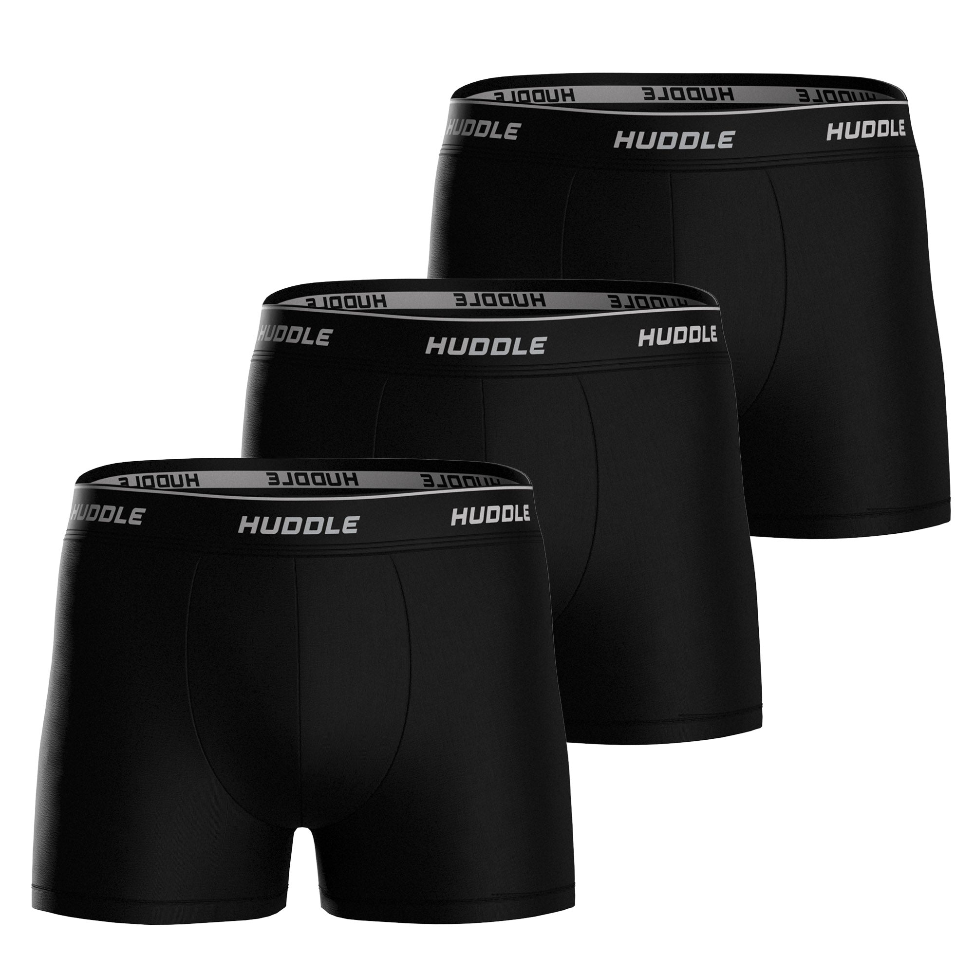 HUDDLE Herren Boxershorts, 3er Pack - Baumwollmischung, Logobund, einfarbig
