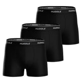 HUDDLE Herren Boxershorts, 3er Pack - Baumwollmischung, Logobund, einfarbig