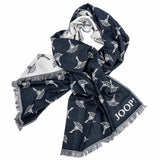 JOOP! Herren Schal mit Modal und Wolle - Feris, Webschal, Cornflower, 180x40cm