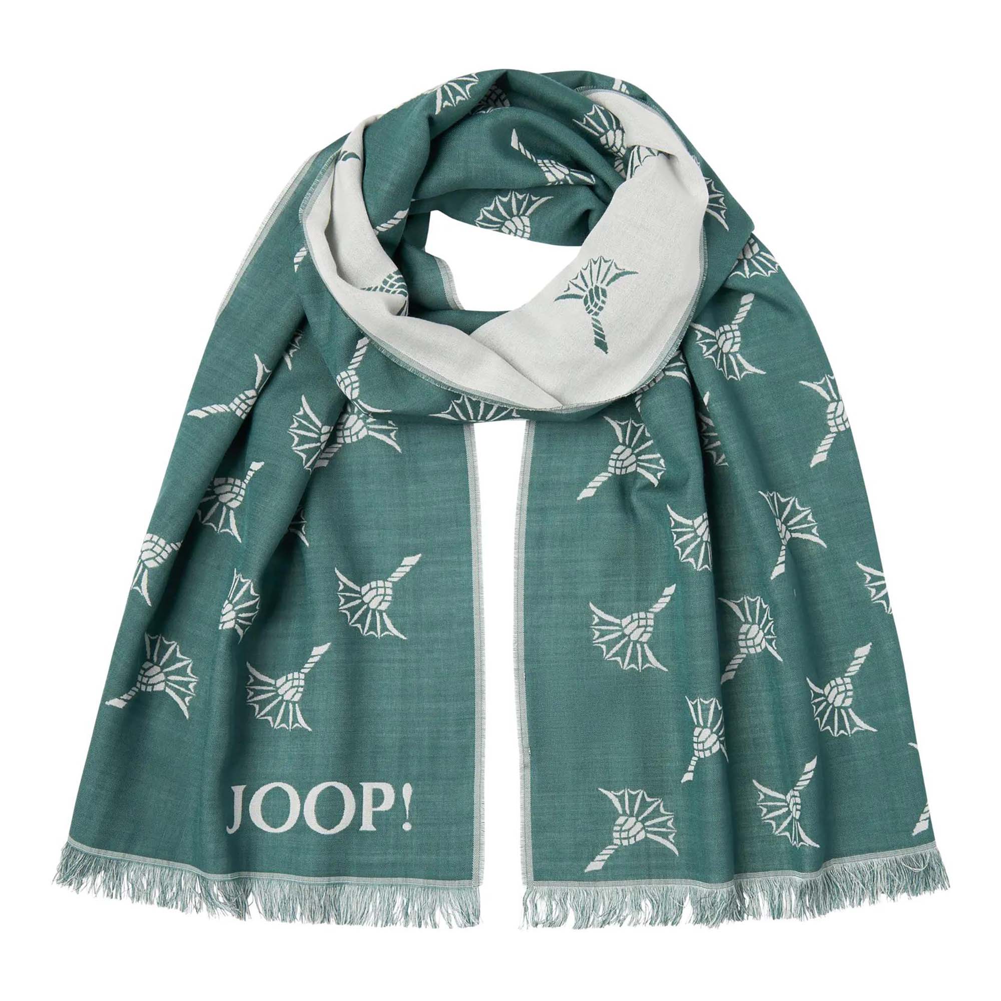 JOOP! Herren Schal - Feris, Webschal, Cornflower, Logo, Bicolor, ca. 180 x 60 cm