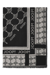 JOOP! Damen Schal - Webschal, Cornflower, Logo, Jacquard, Bicolor