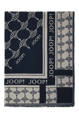 JOOP! Damen Schal - Webschal, Cornflower, Logo, Jacquard, Bicolor