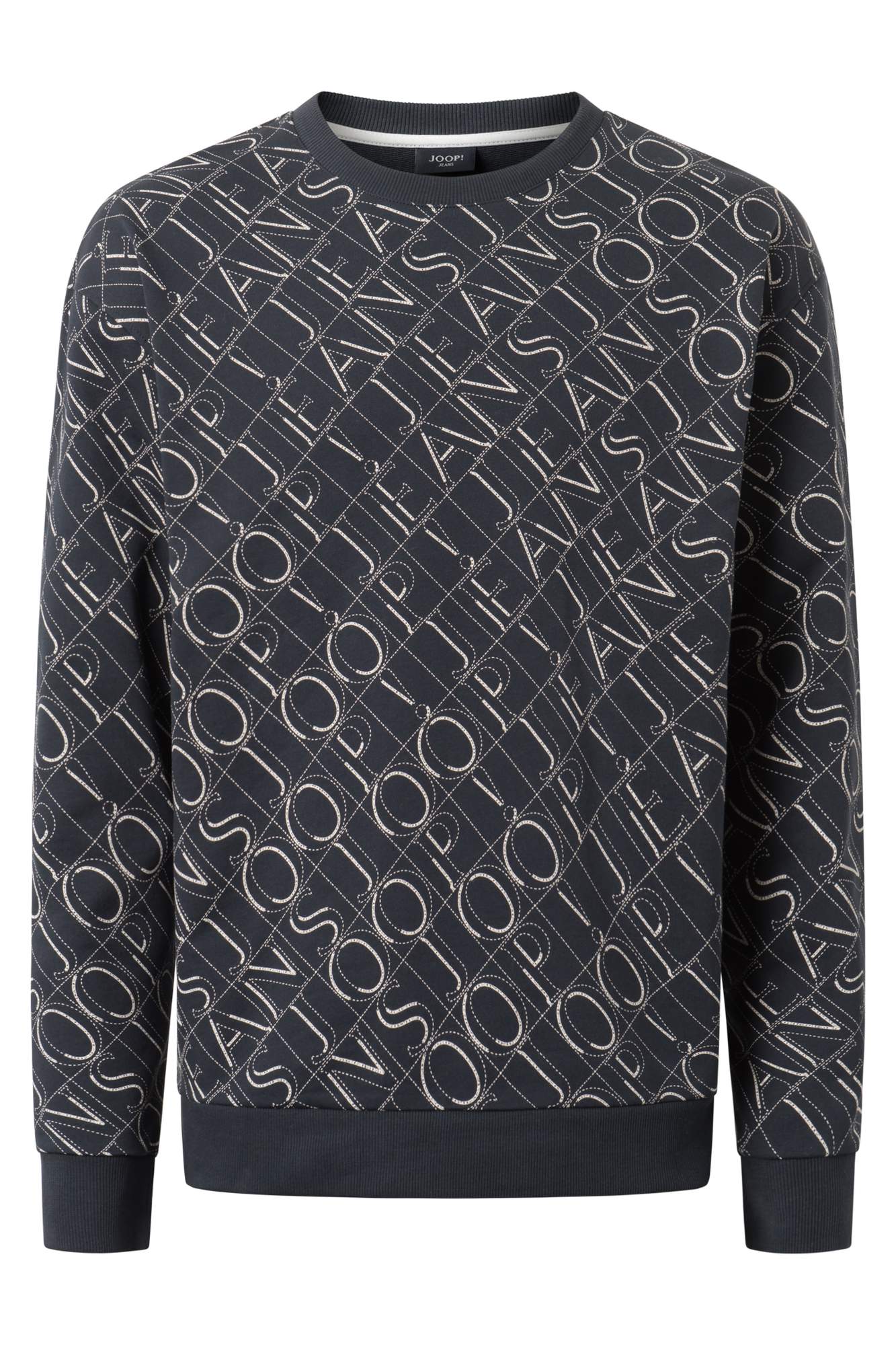 JOOP! JEANS Herren Sweatshirt - Sweater, Rundhals, Logo-Allover, Baumwolle
