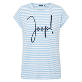 JOOP! Damen T-Shirt - Teri, aufgesticktes Logo, Kurzarm, Rundhals, Jersey, gestreift, Cotton Stretch
