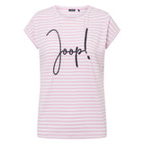 JOOP! Damen T-Shirt - Teri, aufgesticktes Logo, Kurzarm, Rundhals, Jersey, gestreift, Cotton Stretch