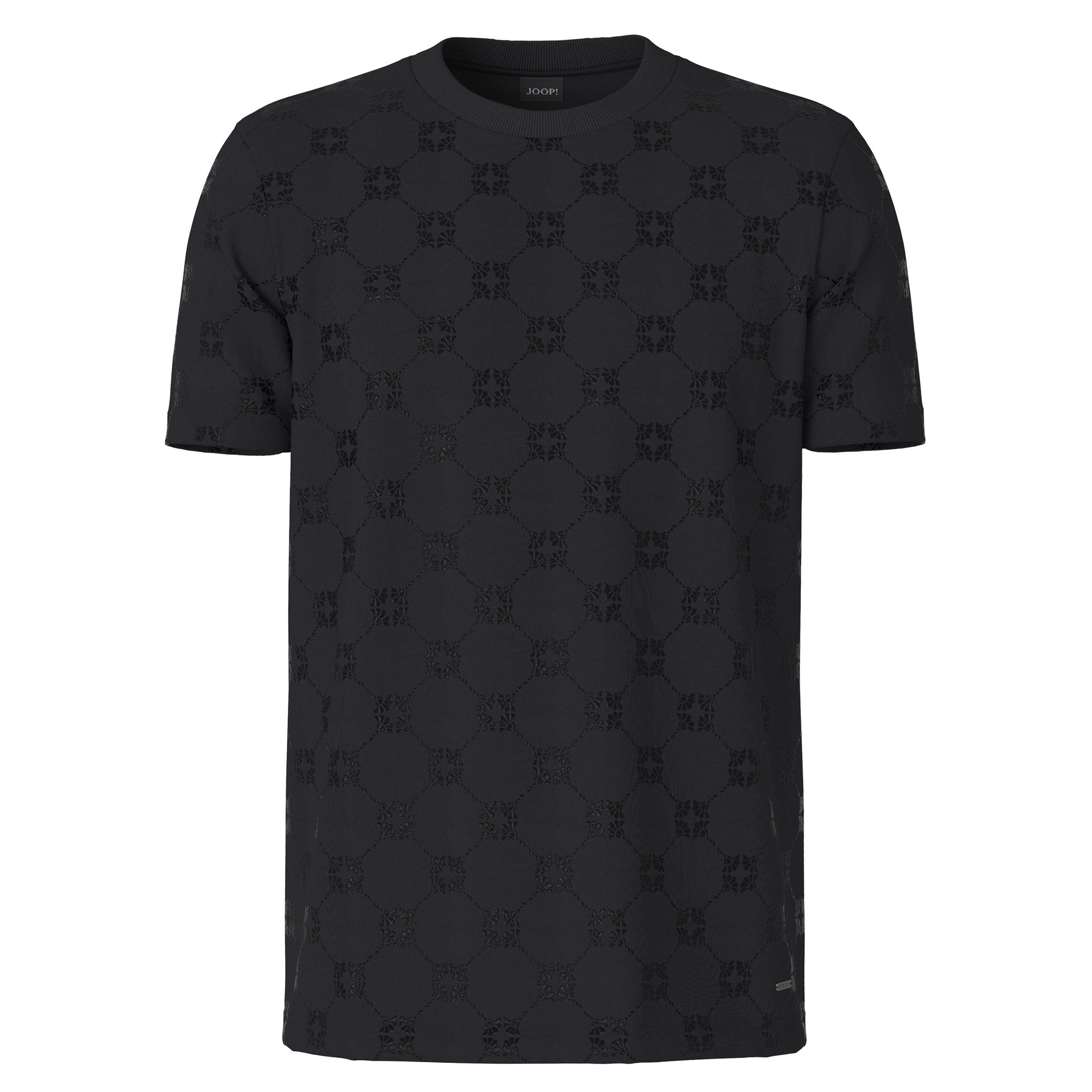 JOOP! Men T-shirt with all-over logo - Berno, round neck, short sleeve, cornflower pattern, cotton