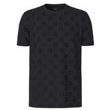 JOOP! Men T-shirt with all-over logo - Berno, round neck, short sleeve, cornflower pattern, cotton