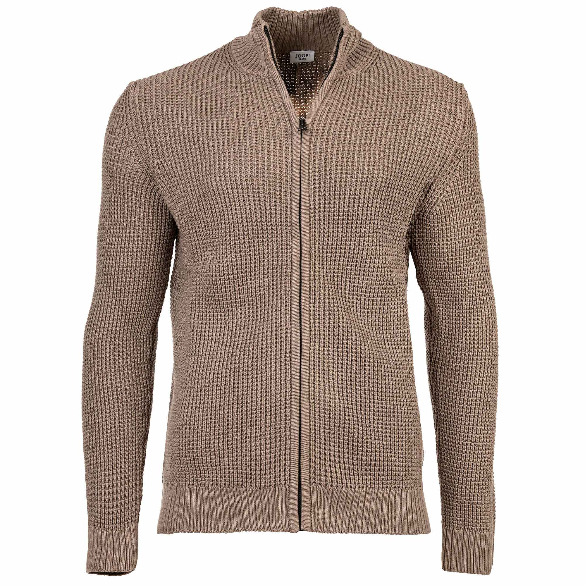 JOOP! JEANS Herren Strickjacke - Hajoros, Baumwolle, Grobstrick, Zipjacke, Stehkragen, Reißverschluss