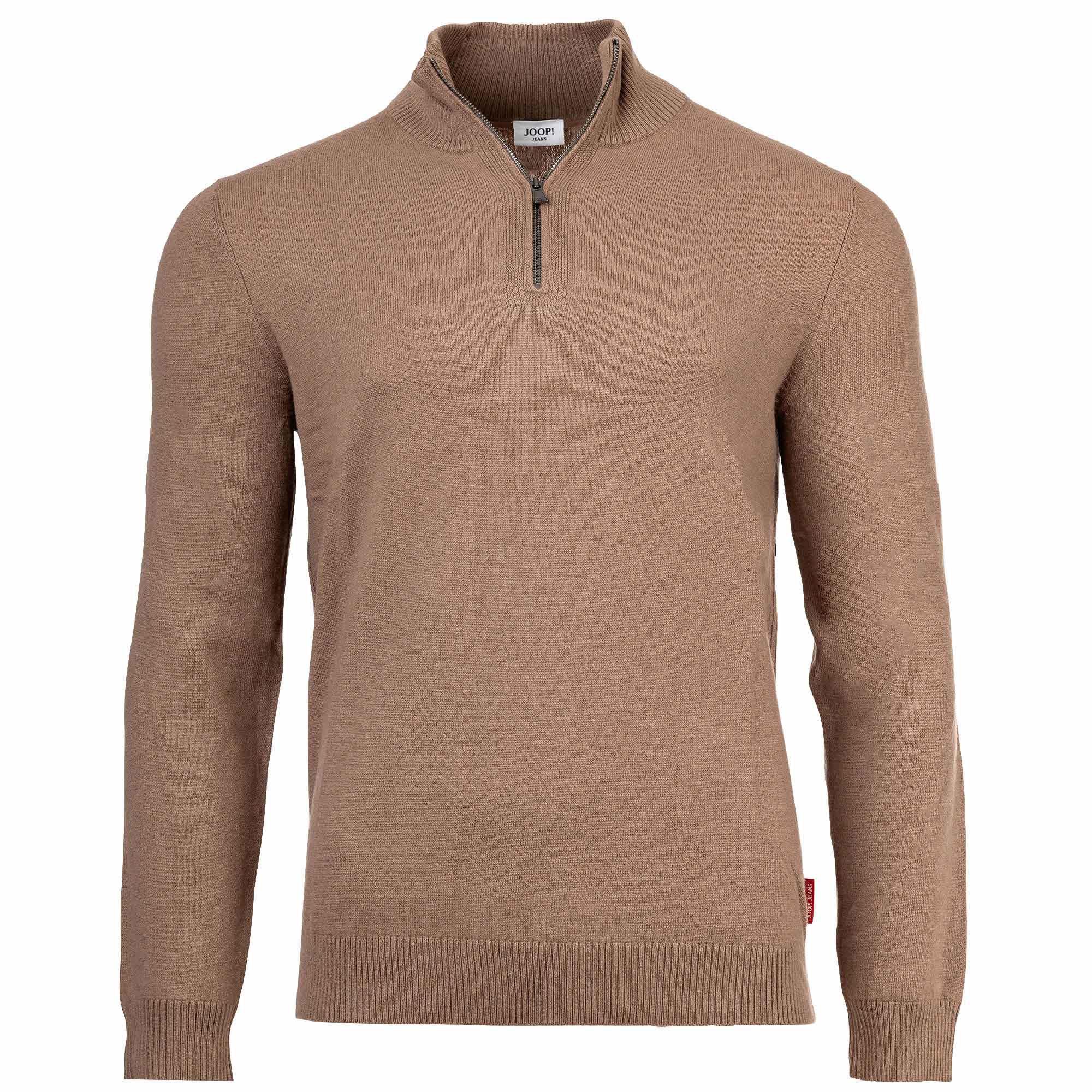 JOOP! JEANS Men's Knitted Sweater - Lauriono, Fine Knit, Wool, Stand-Up Zip Collar, Ribbed Cuffs, Solid Color
