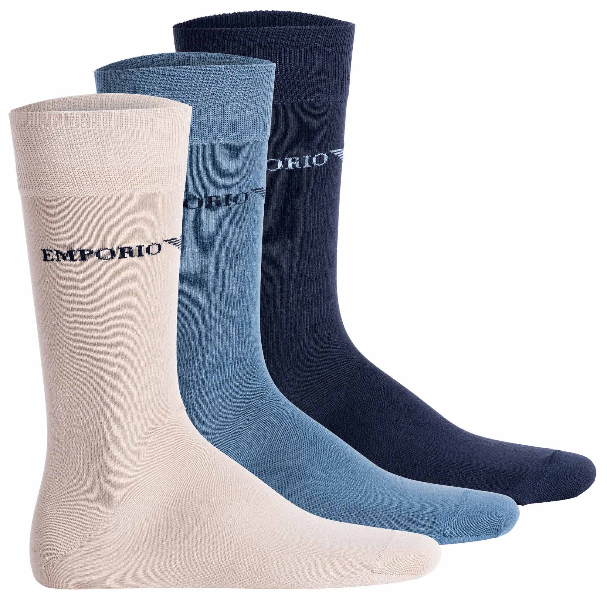 EMPORIO ARMANI Herren Socken, 3er Pack - CASUAL COTTON, Kurzsocken, One Size