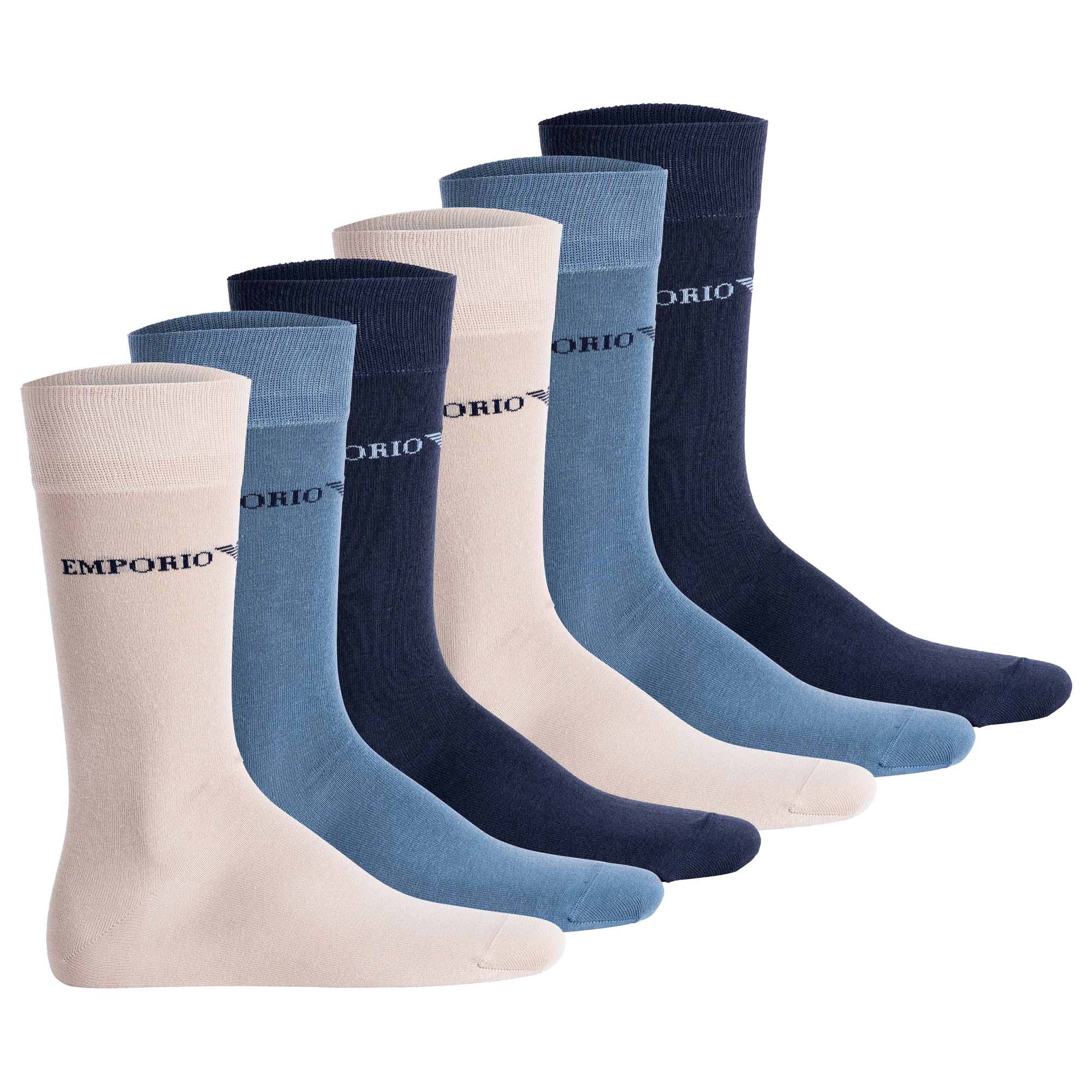 EMPORIO ARMANI men's socks, 6-pack - CASUAL COTTON, short socks, One Size