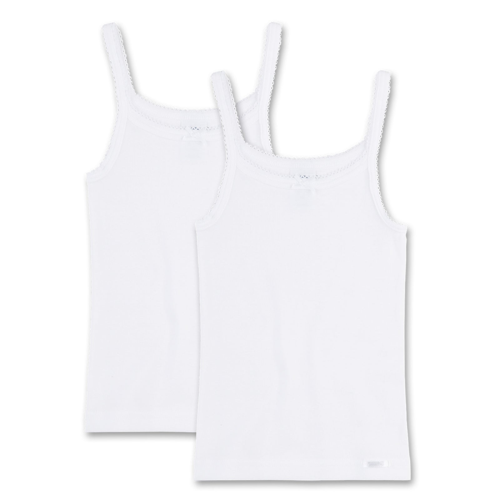 Sanetta Girls Undershirt Pack of 2 - Shirt without Sleeves, Top,Basic, white