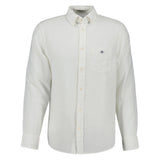 GANT Herren Hemd - Regular Cotton Linen Shirt, Leinen-Baumwoll-Mix, einfarbig