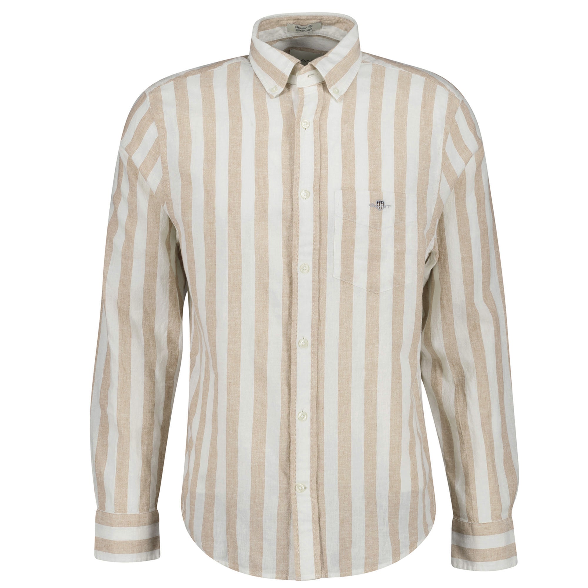 GANT Herren Hemd - Regular Cotton Linen Stripe Shirt, Leinen-Baumwoll-Mix, gestreift