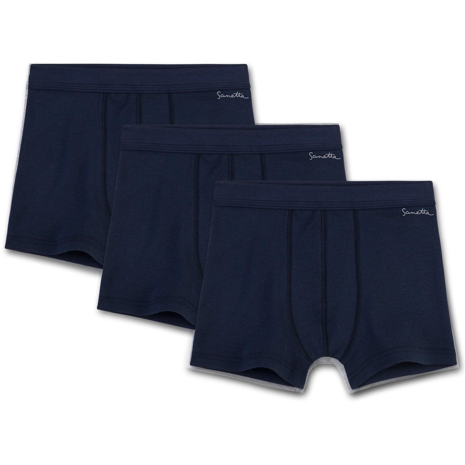 Sanetta Boys Short Pack of 3 - Pant, Underpants, Organic Cotton, 104-176, dark blue