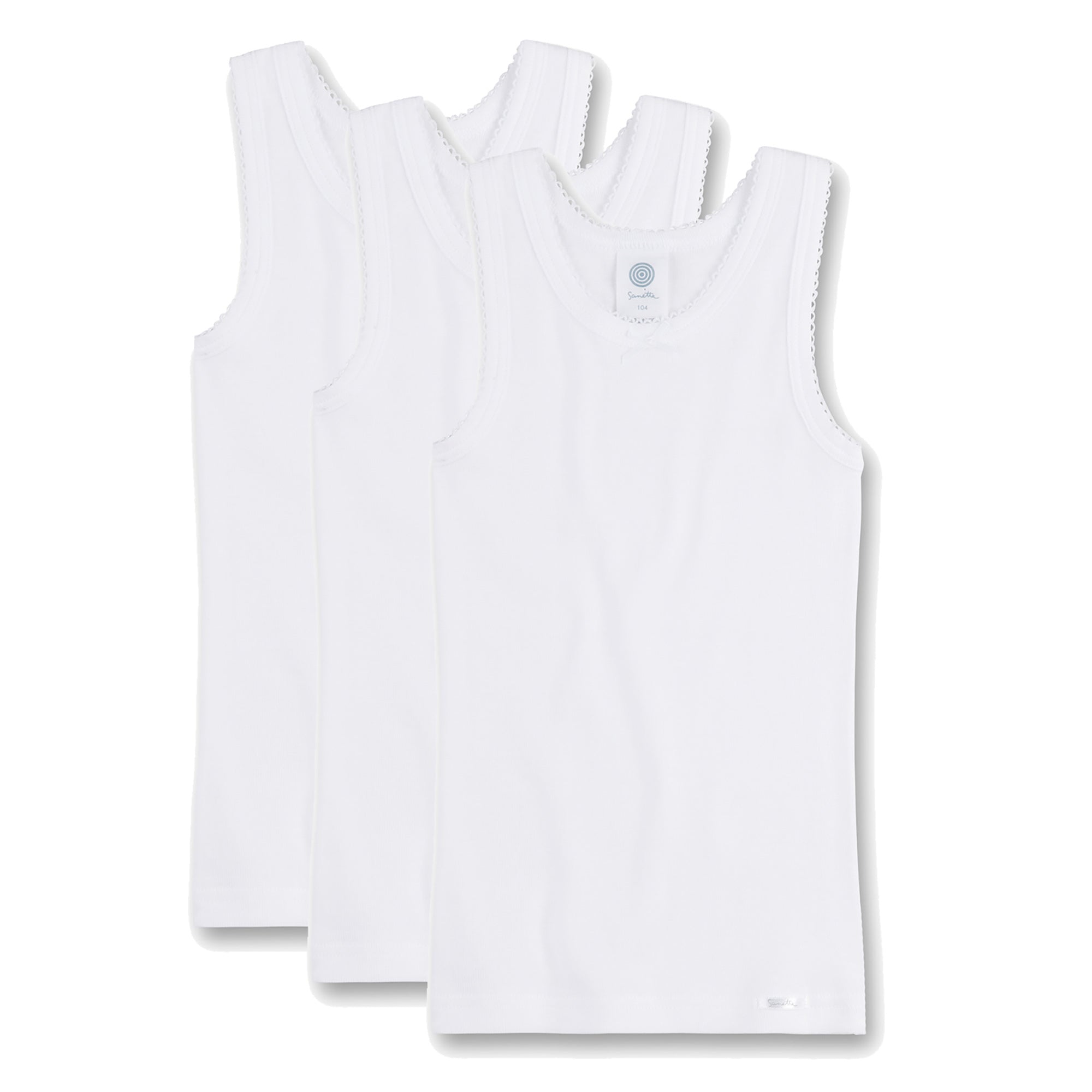 Sanetta Girls Undershirt 3-Pack - Shirt without Arms, Top, Organic Cotton, unicolored
