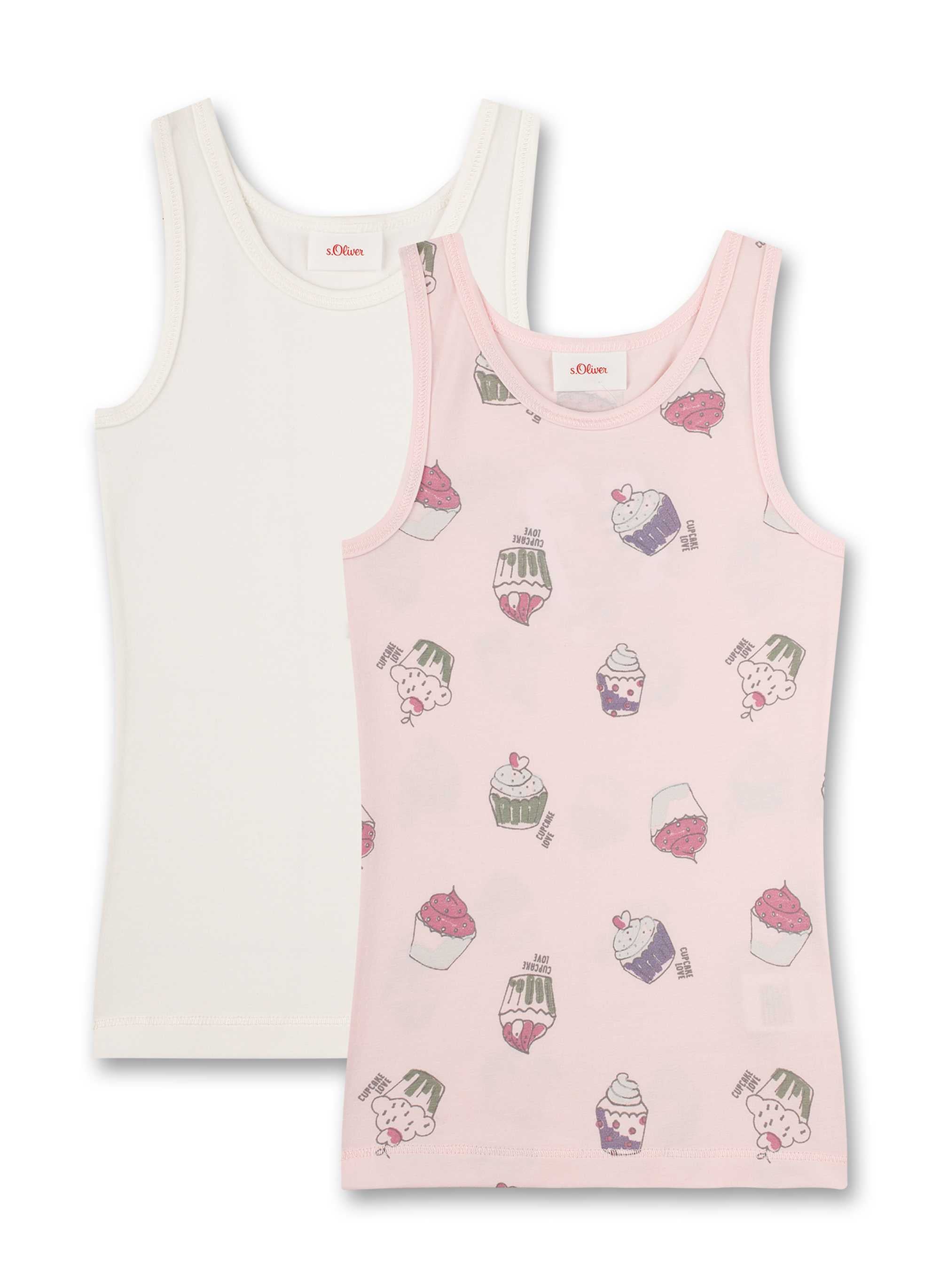 s.Oliver Mädchen Unterhemd 2er Pack - Shirt ohne Arme, Hemd, Feinripp, Cotton Stretch