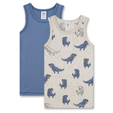 Sanetta Jungen Unterhemd, 2er Pack - Top, Shirt, ärmellos, Bio-Baumwolle, Dino